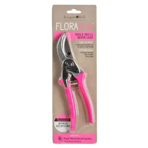Burgon and Ball Burgon and Ball - Fluorescent Bypass Secateurs - Pink - Bypass Secateurs - AllotMate Essentials - GFB/BSPINK -