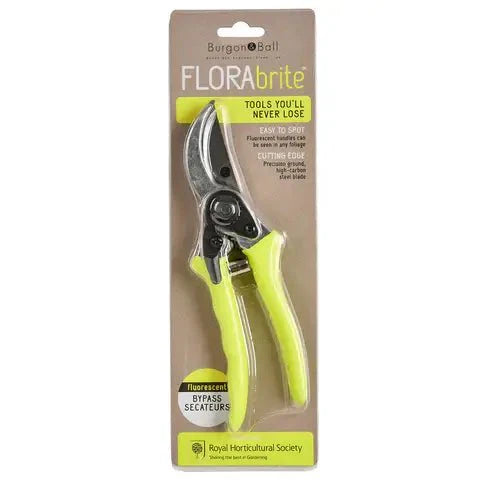 Burgon and Ball - Fluorescent Bypass Secateurs - Yellow - Bypass Secateurs - AllotMate Essentials - GFB/BSYELL
