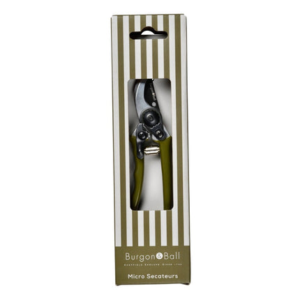 Collectors Micro Secateurs – Olive Green Precision Pruners | Burgon & Ball | Bypass Secateur | GCC/MPOLIVE 5019360204466 | AllotMate Essentials