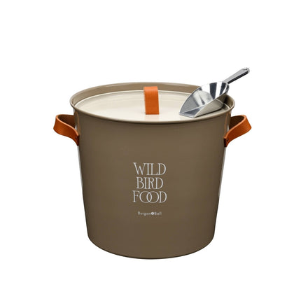 Wild Bird Feed Tin, Decorative Steel Seed Storage with Scoop
