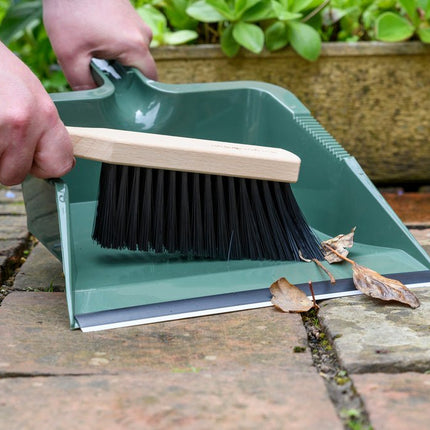 RHS Large Dustpan & Brush Set – FSC Wood & Stiff Bristles | Burgon & Ball | Dustpan & Brush | GTH/HBPAN 5019360203445 | AllotMate Essentials