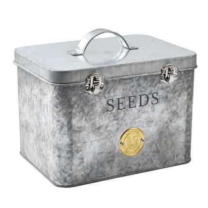Galvanised Seed Tin – Stylish Storage with Inner Compartments | Sophie Conran by Burgon & Ball | Seed Storage | GSC/SEEDGALV 5019360203353 | AllotMate Essentials