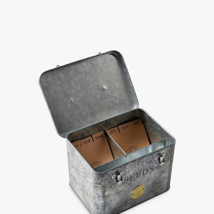 Galvanised Seed Tin – Stylish Storage with Inner Compartments | Sophie Conran by Burgon & Ball | Seed Storage | GSC/SEEDGALV 5019360203353 | AllotMate Essentials