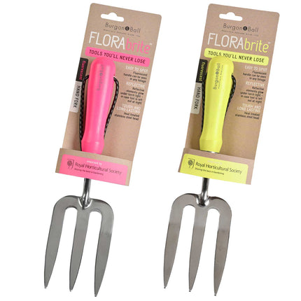 FloraBrite® Fluorescent Hand Fork – Bright Garden Tool in Pink or Yellow | Burgon & Ball | Fork | GFB/HFYELL 5019360013136 | AllotMate Essentials
