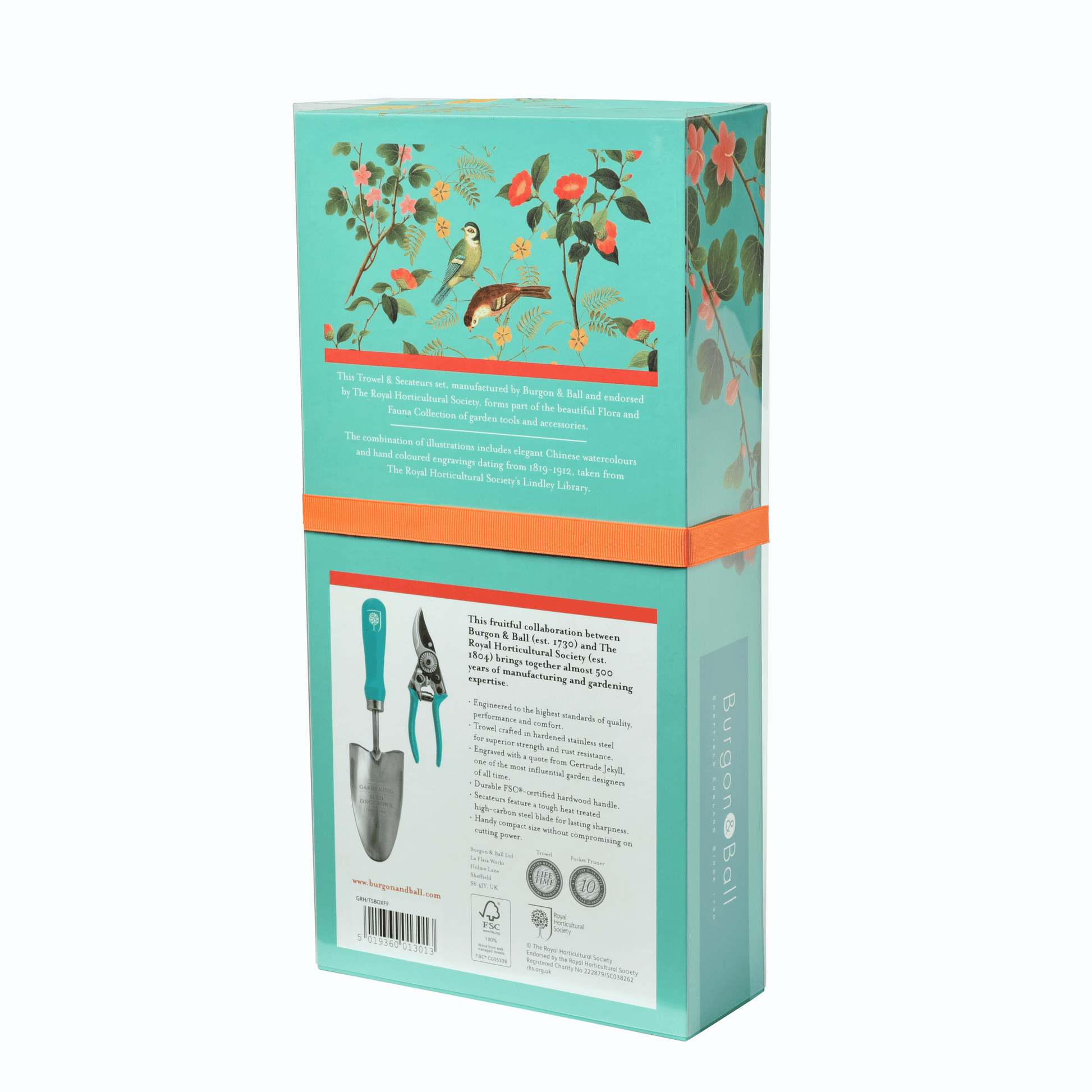 Burgon and Ball Flora and Fauna Trowel and Secateurs - Garden Trowel & Secateurs Gift Set - AllotMate Essentials - GRH/TSBOXFF - 5019360013013
