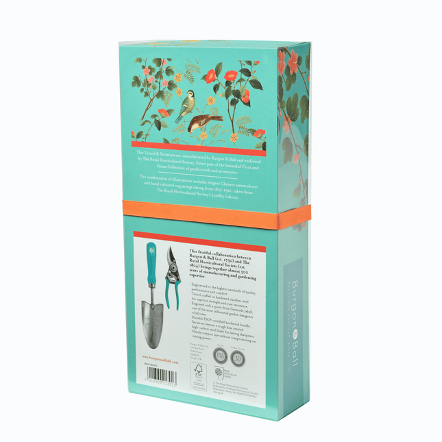 Flora & Fauna Garden Gift Set – Trowel & Secateurs in RHS Design | Burgon & Ball | Garden Trowel & Secateurs Gift Set | GRH/TSBOXFF 5019360013013 | AllotMate Essentials