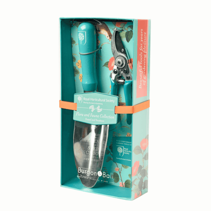 Flora & Fauna Garden Gift Set – Trowel & Secateurs in RHS Design | Burgon & Ball | Garden Trowel & Secateurs Gift Set | GRH/TSBOXFF 5019360013013 | AllotMate Essentials
