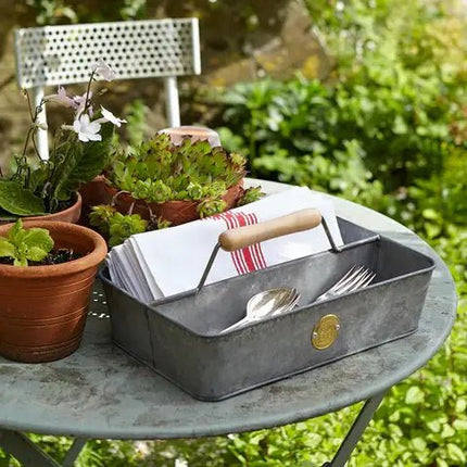 Galvanised Steel Garden Trug with Wooden Handle, Sophie Conran Design, 33.5cm Length