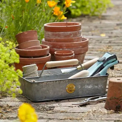 Galvanised Steel Garden Trug with Wooden Handle, Sophie Conran Design, 33.5cm Length