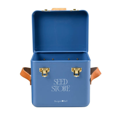 Collector Mini Seed Store in Cotswold Blue with Leather Handles