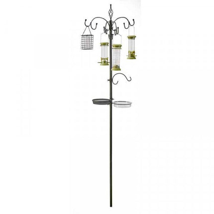 Complete Bird Dining Station, Garden Bird Feeding Station with 4 Feeders, 204cm Tall