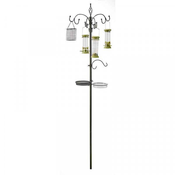 Complete Bird Dining Station, Garden Bird Feeding Station with 4 Feeders, 204cm Tall