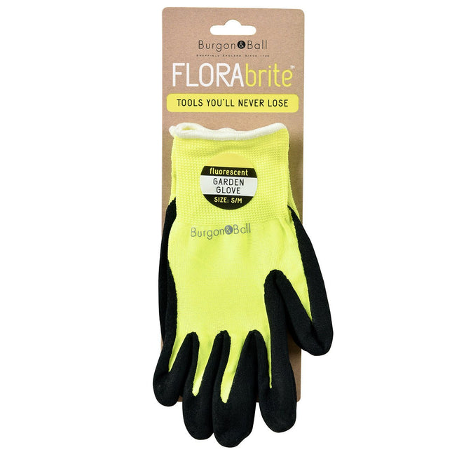 FloraBrite® Fluorescent Gardening Gloves - In Pink or Yellow and size (S/M) & (M/L) – Lightweight & High Visibility | Burgon & Ball