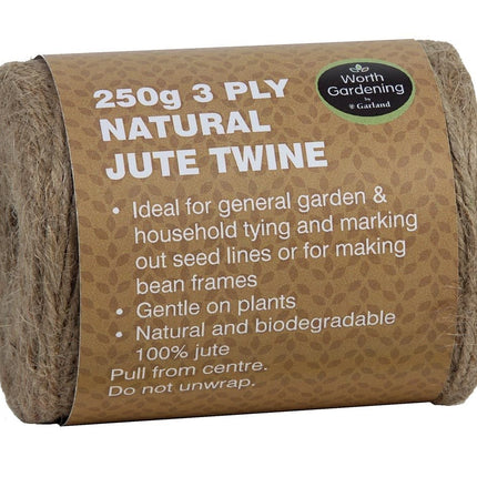 3 Ply Jute Twine in 250g or 500g – Natural Plant Support Twine | Garland | Twine | W0555 5031670505552 | AllotMate Essentials