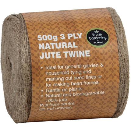 3 Ply Jute Twine in 250g or 500g – Natural Plant Support Twine | Garland | Twine | W0557 5031670505576 | AllotMate Essentials