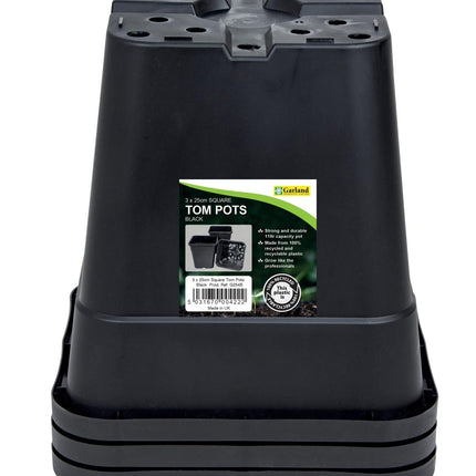Square Tom Pots – Durable Plastic Pots for Tomatoes & Veg | Garland | Pots | G254B 5031670004222 | AllotMate Essentials