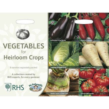 RHS Vegetables for Heirloom Crops Vegetable Seeds Collection 6 Traditional Varieties