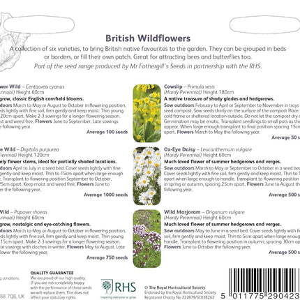 RHS British Wildflowers Seed Collection 6 Native Varieties