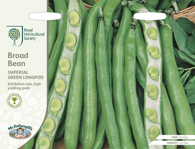 RHS Broad Bean Imperial Green Longpod Seeds