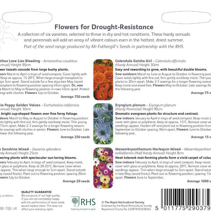 RHS Flowers for Drought Resistance Seed Collection 6 Heat Tolerant Varieties