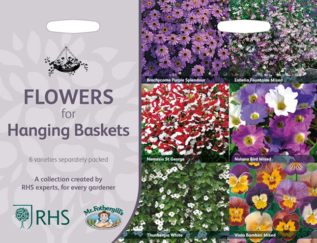 RHS Flowers for Hanging Baskets Seed Collection 6 Trailing Varieties