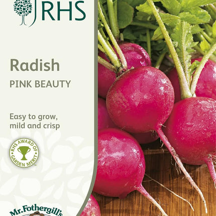 RHS Radish Pink Beauty Seeds, Crisp Mild Radishes, 500 Seeds