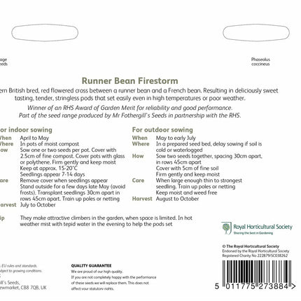 RHS Runner Bean Benchmaster Seeds