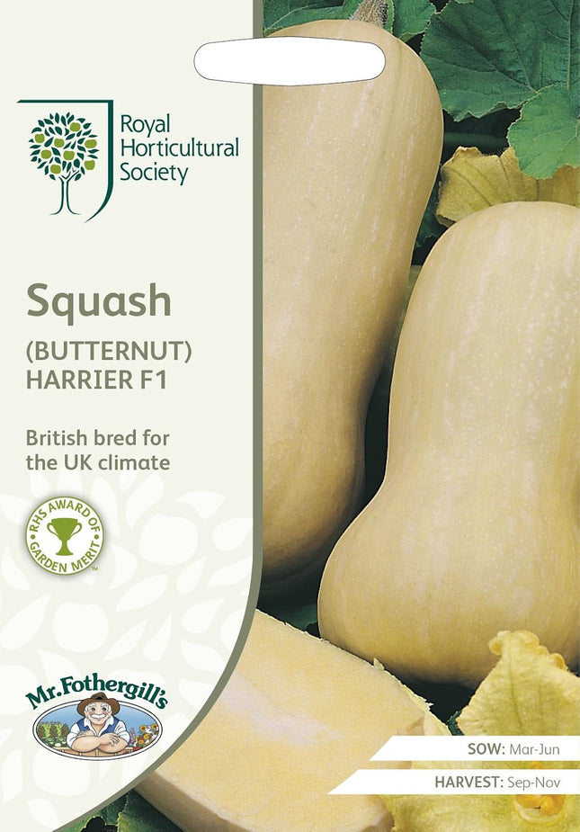 RHS Squash Butternut Harrier F1 Vegetable, 10 Seeds