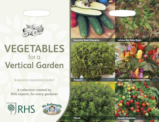 RHS Vegetables for a Vertical Garden Vegetable Seeds Collection 6 Compact Varieties