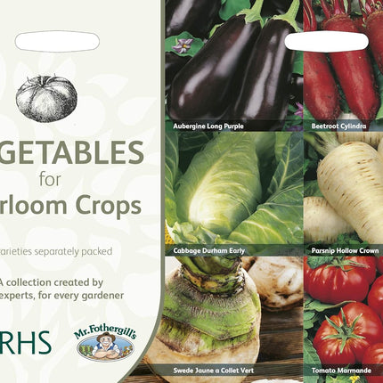 RHS Vegetables for Heirloom Crops Vegetable Seeds Collection 6 Traditional Varieties