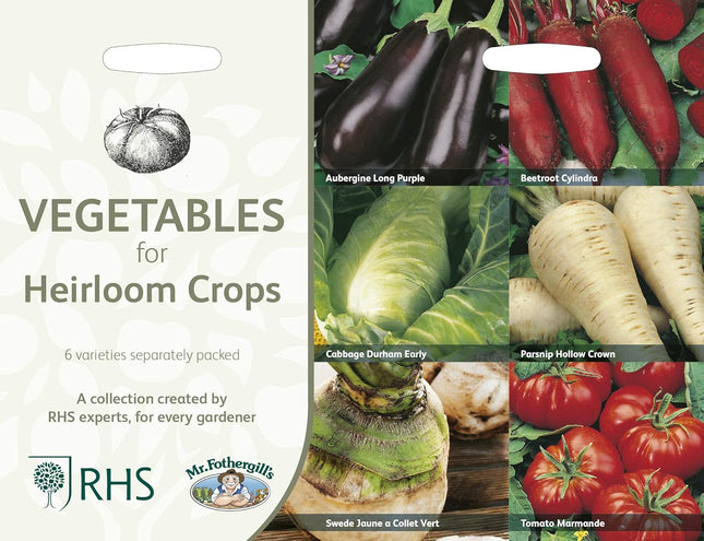 RHS Vegetables for Heirloom Crops Vegetable Seeds Collection 6 Traditional Varieties