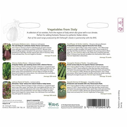 RHS Vegetables from Italy Vegetable Seeds Collection 6 Authentic Italian Varieties